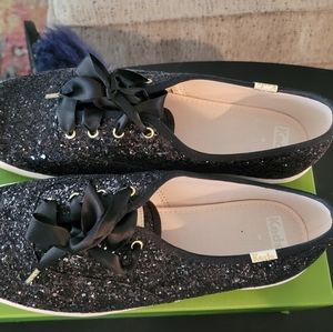 Kate Spade x Keds Black Glitter Shoes